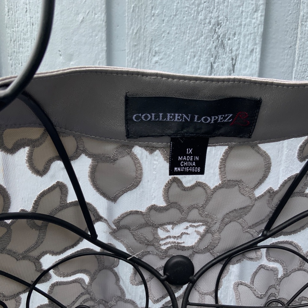 Colleen Lopez Silver Faux Leather/Mesh Jacket (Size 1X) - Picture 3 of 7